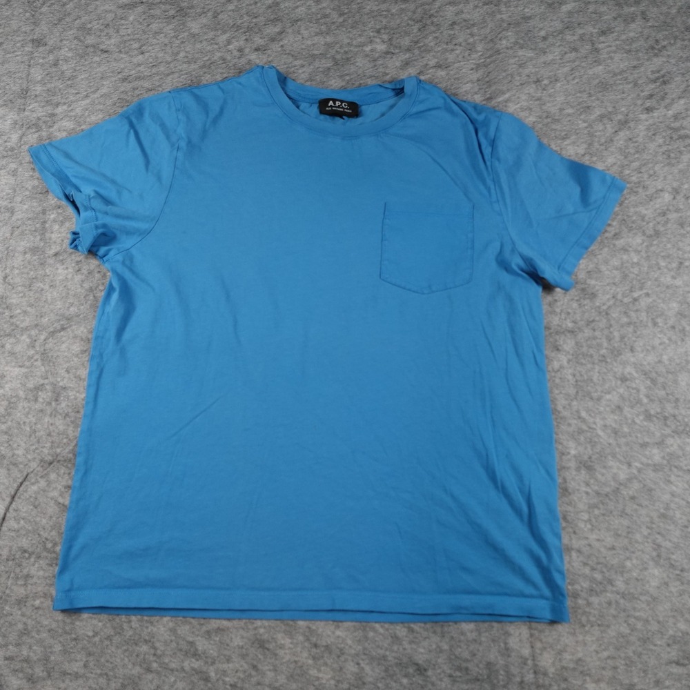 APC Shirt Mens Medium Blue Road TShirt Crew Neck Pocket Short Sleeve